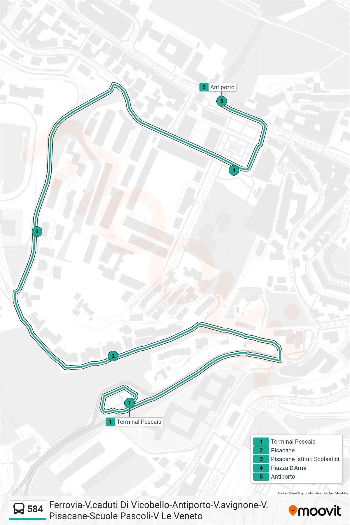 Linea 584  bus (Antiporto) - Percorsi e fermate sulla mappa