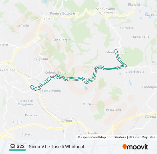 S22 bus Line Map