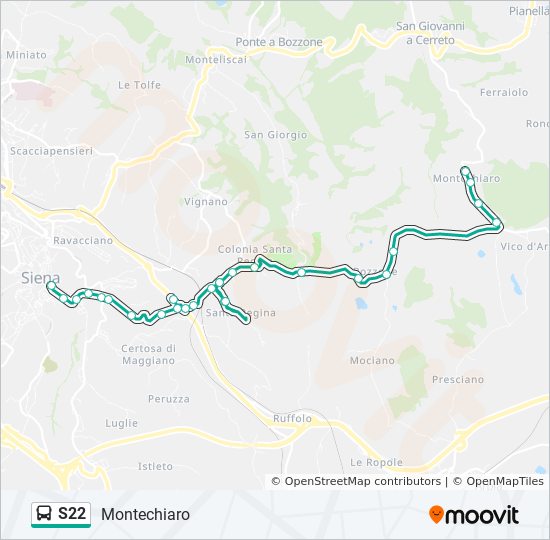 S22 bus Line Map