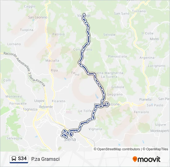 S34 Bus Line Map