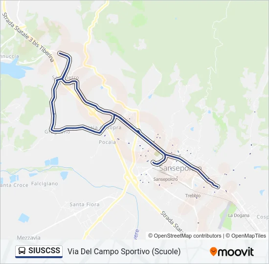 Percorso linea bus SIUSCSS