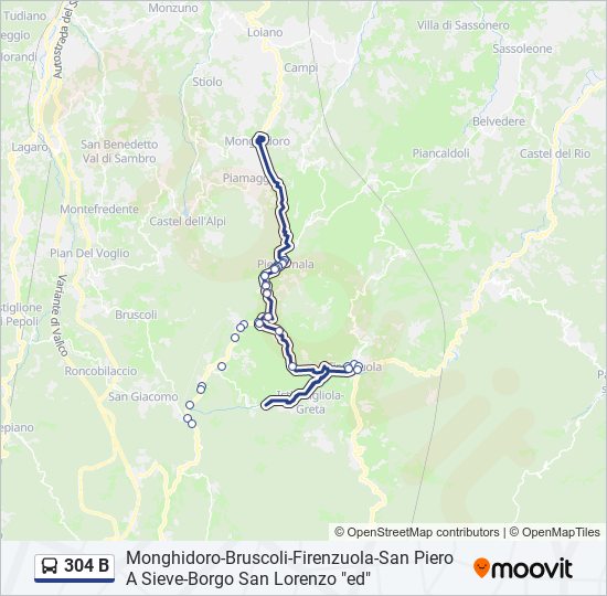 Linea 304 B: Orari, Fermate E Mappe - Capolinea Firenzuola (Aggiornato)