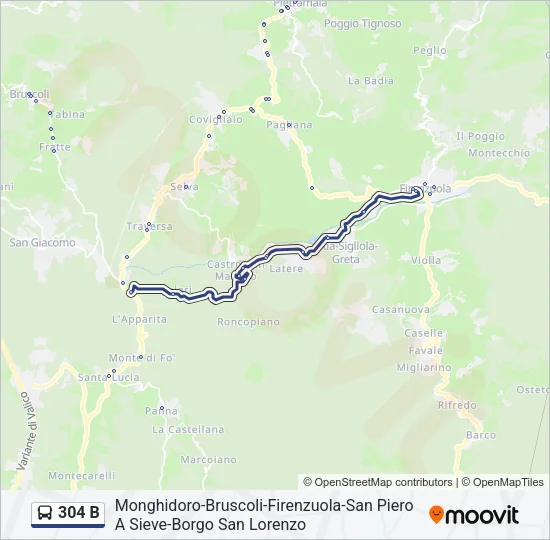 304 B Bus Line Map