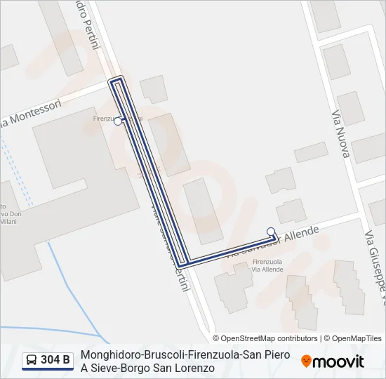 304 B Bus Line Map