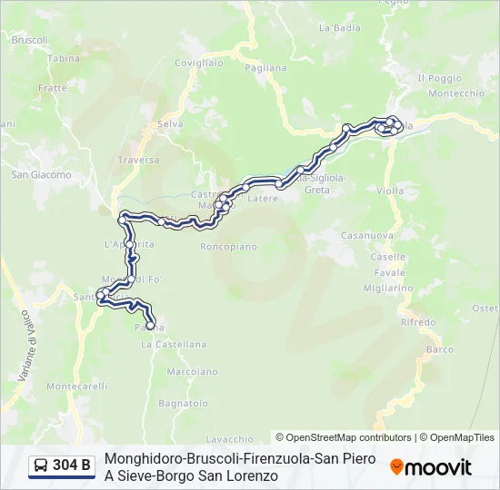 304 B Bus Line Map