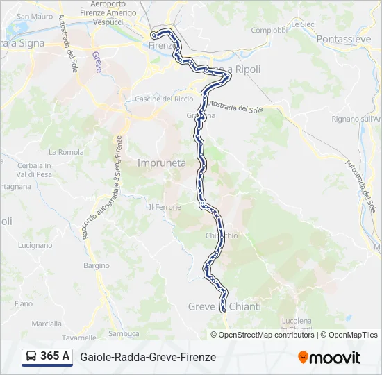 365 A Bus Line Map