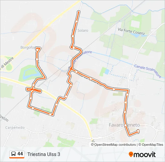 44 Bus Line Map