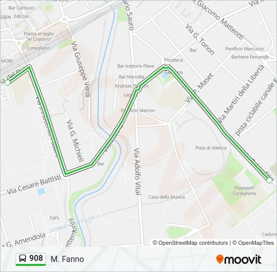 908 Bus Line Map