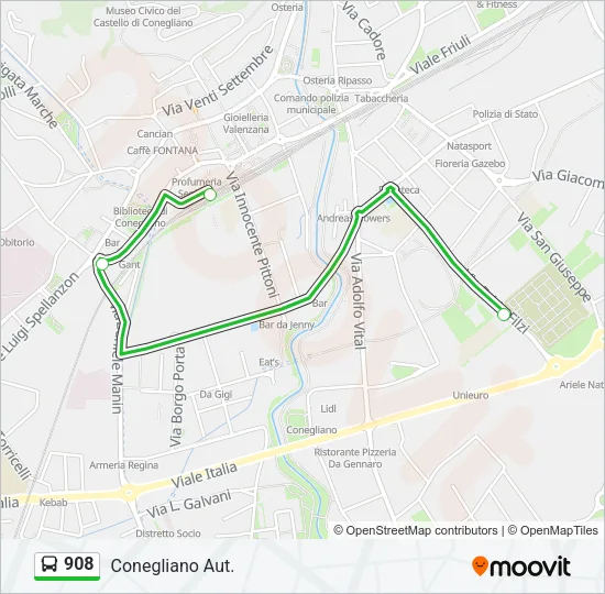 908 Bus Line Map