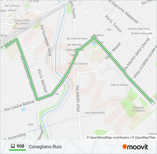 908 Bus Line Map