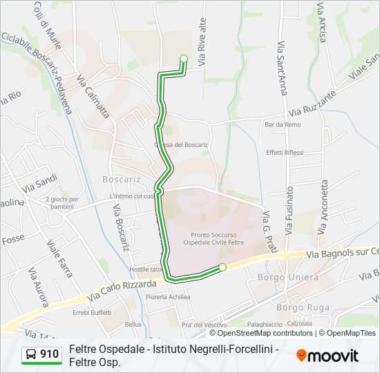 910 bus Line Map