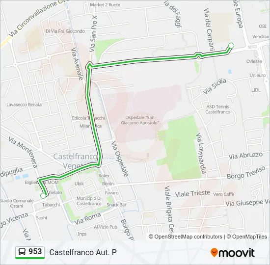 953 Bus Line Map