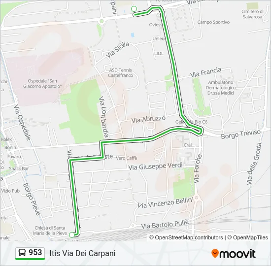 953 Bus Line Map