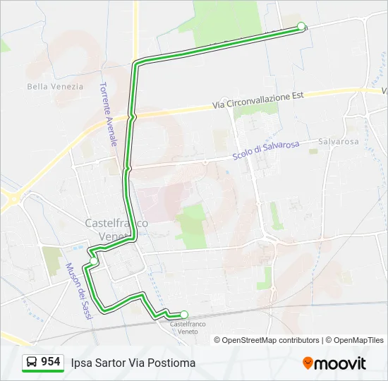 954 Bus Line Map