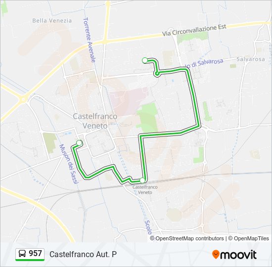 957 bus Line Map