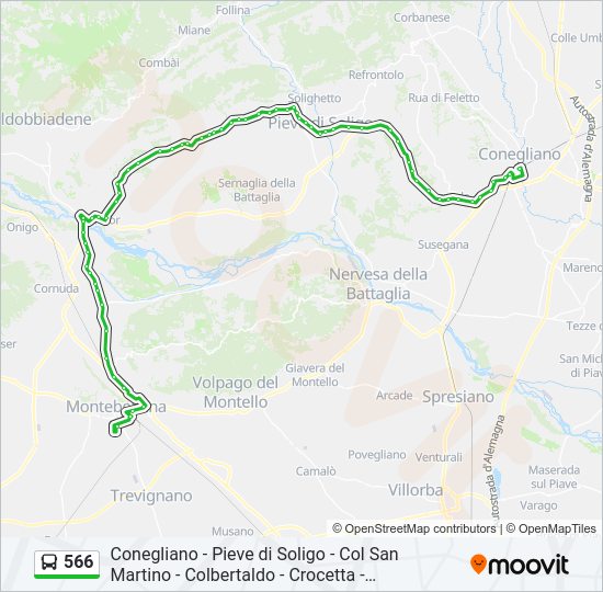 Percorso linea bus 566