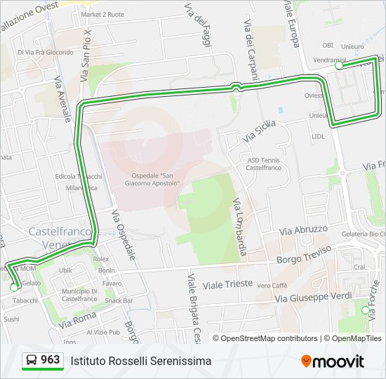 Percorso linea bus 963