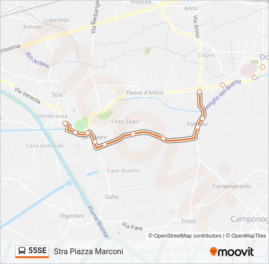 55SE Bus Line Map