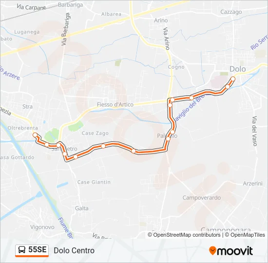 55SE Bus Line Map
