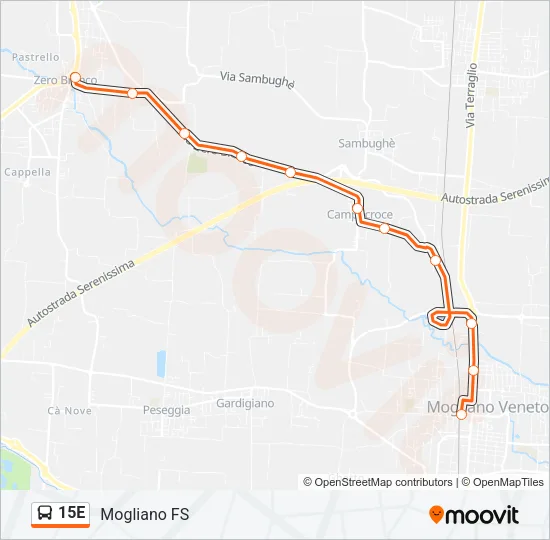 15E Bus Line Map