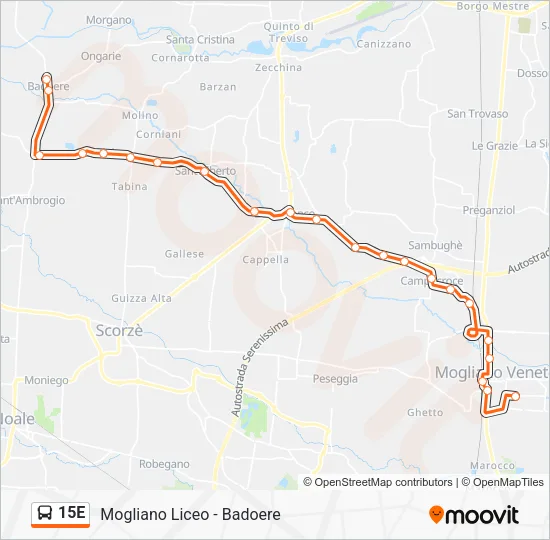 15E Bus Line Map
