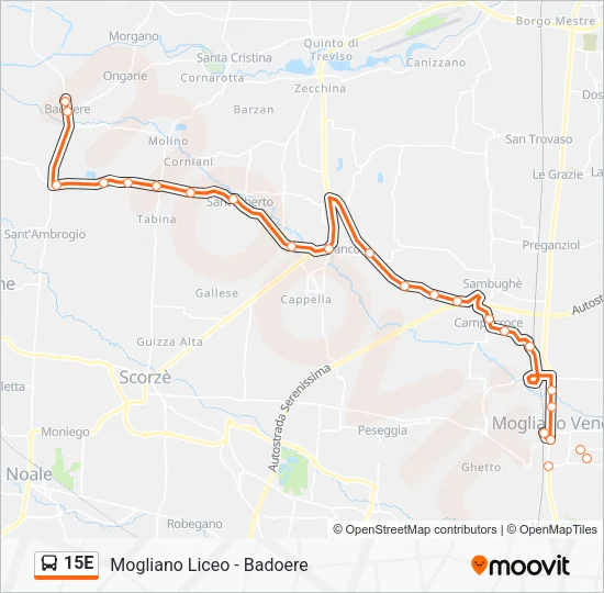 15E Bus Line Map