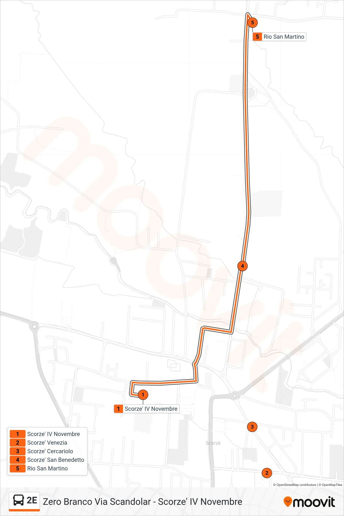 Linea 2E  bus (Rio San Martino) - Percorsi e fermate sulla mappa