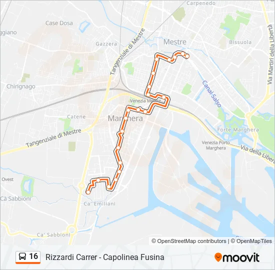 16 Bus Line Map