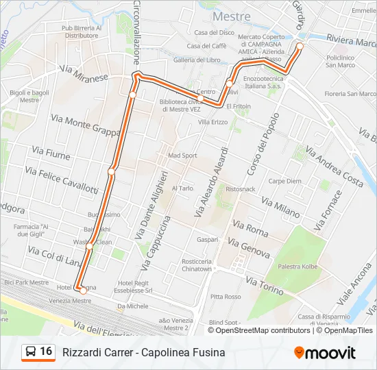 16 Bus Line Map
