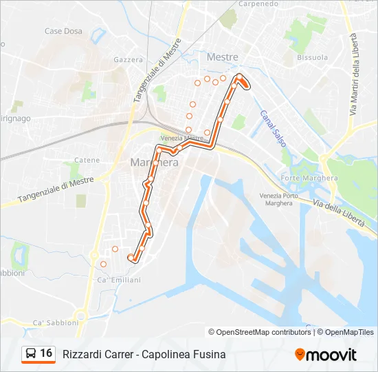 16 Bus Line Map