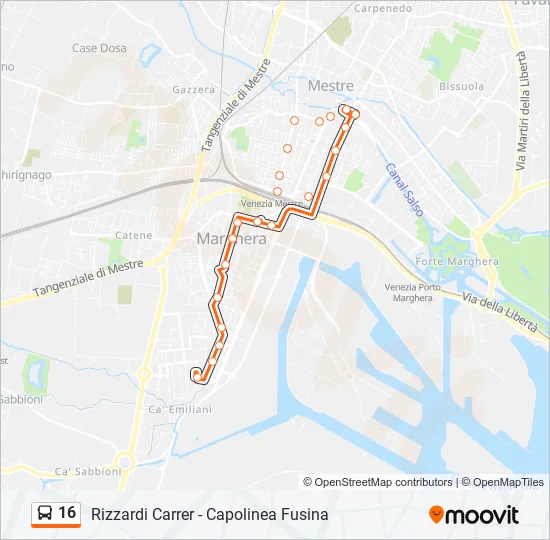 16 Bus Line Map