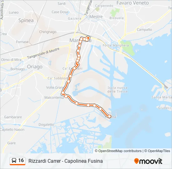 16 Bus Line Map