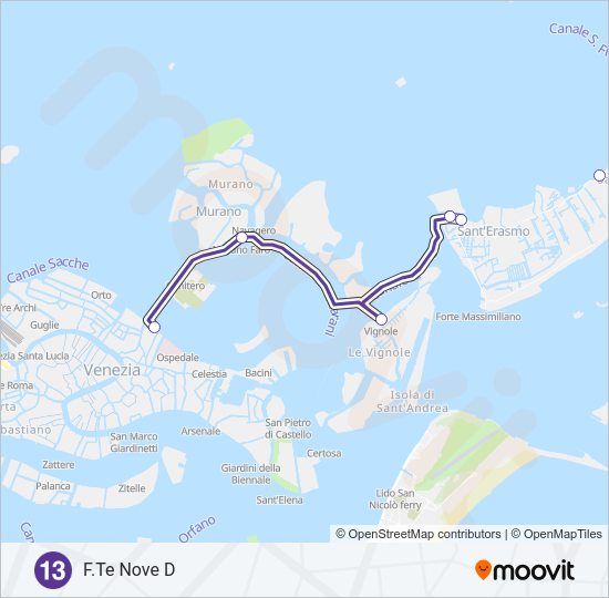 Percorso linea navigazione 13