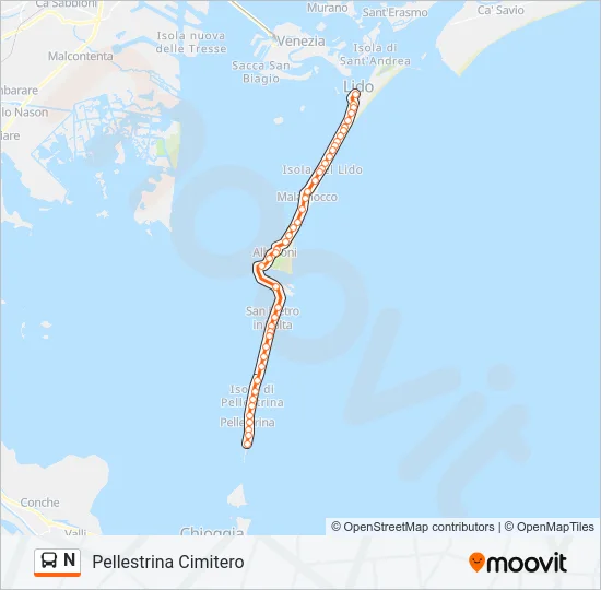N Bus Line Map