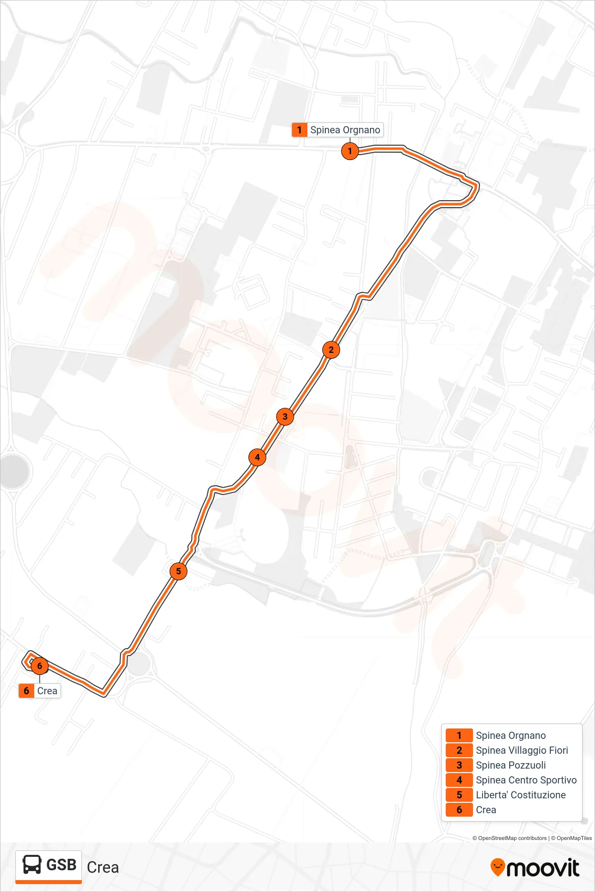 Linea GSB bus (Crea) - Percorsi e fermate sulla mappa