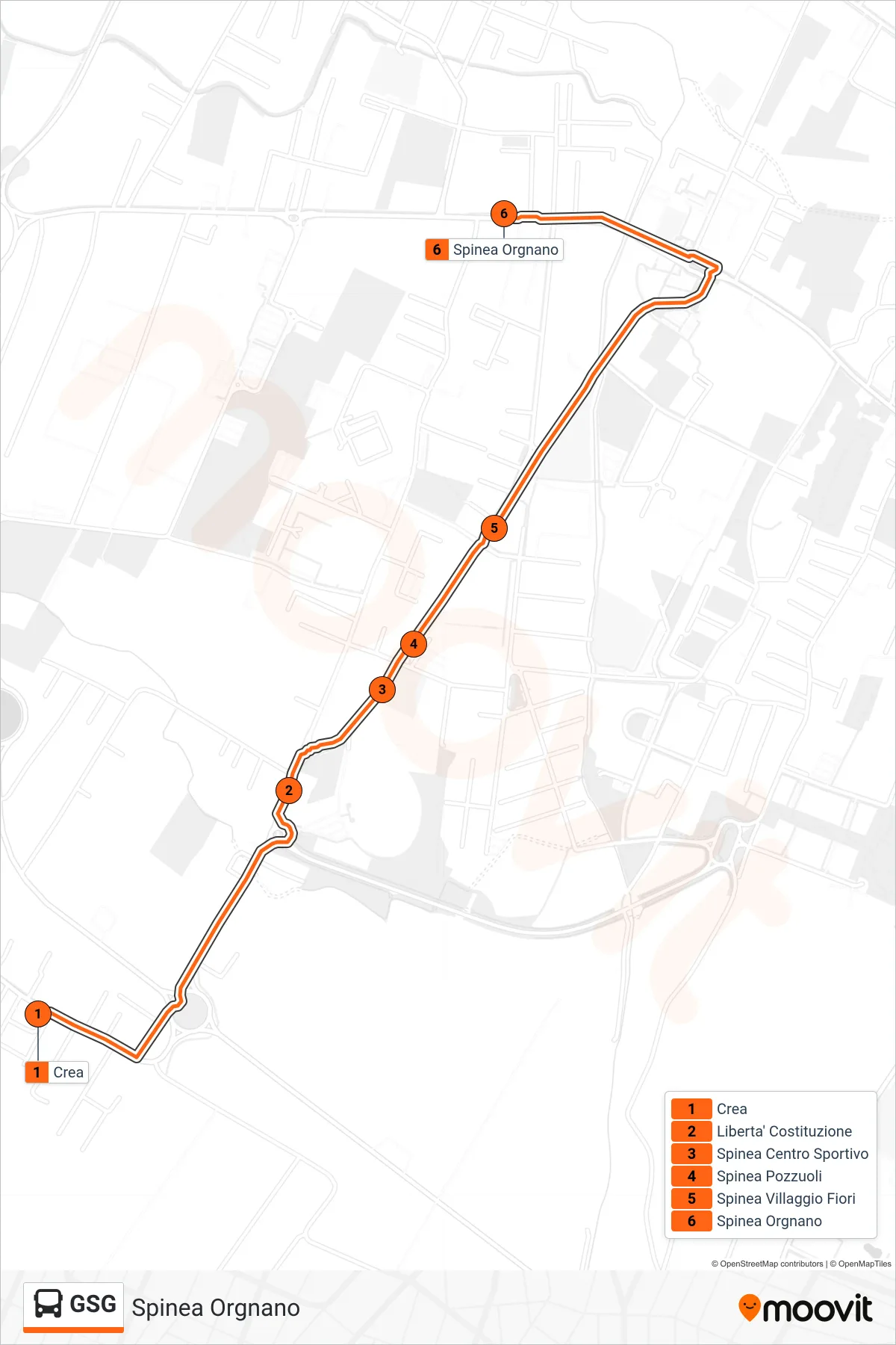 Linea GSG  bus (Spinea Orgnano) - Percorsi e fermate sulla mappa