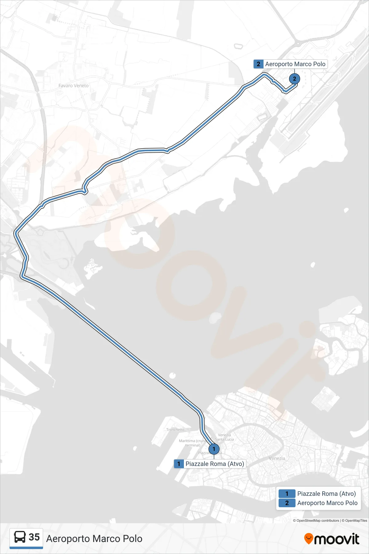Linea 35 bus (Aeroporto Marco Polo) - Percorsi e fermate sulla mappa