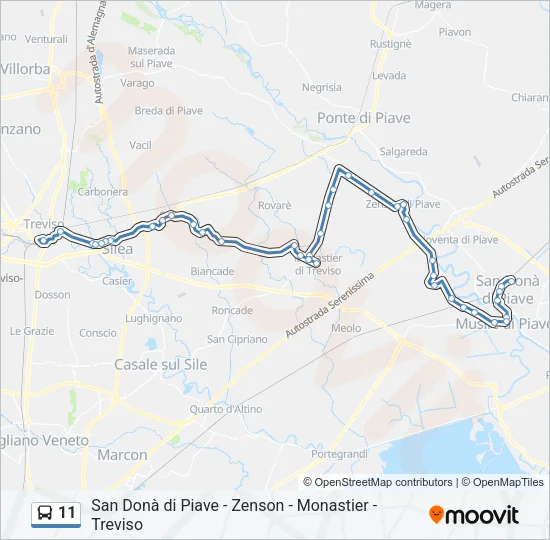 11 Bus Line Map