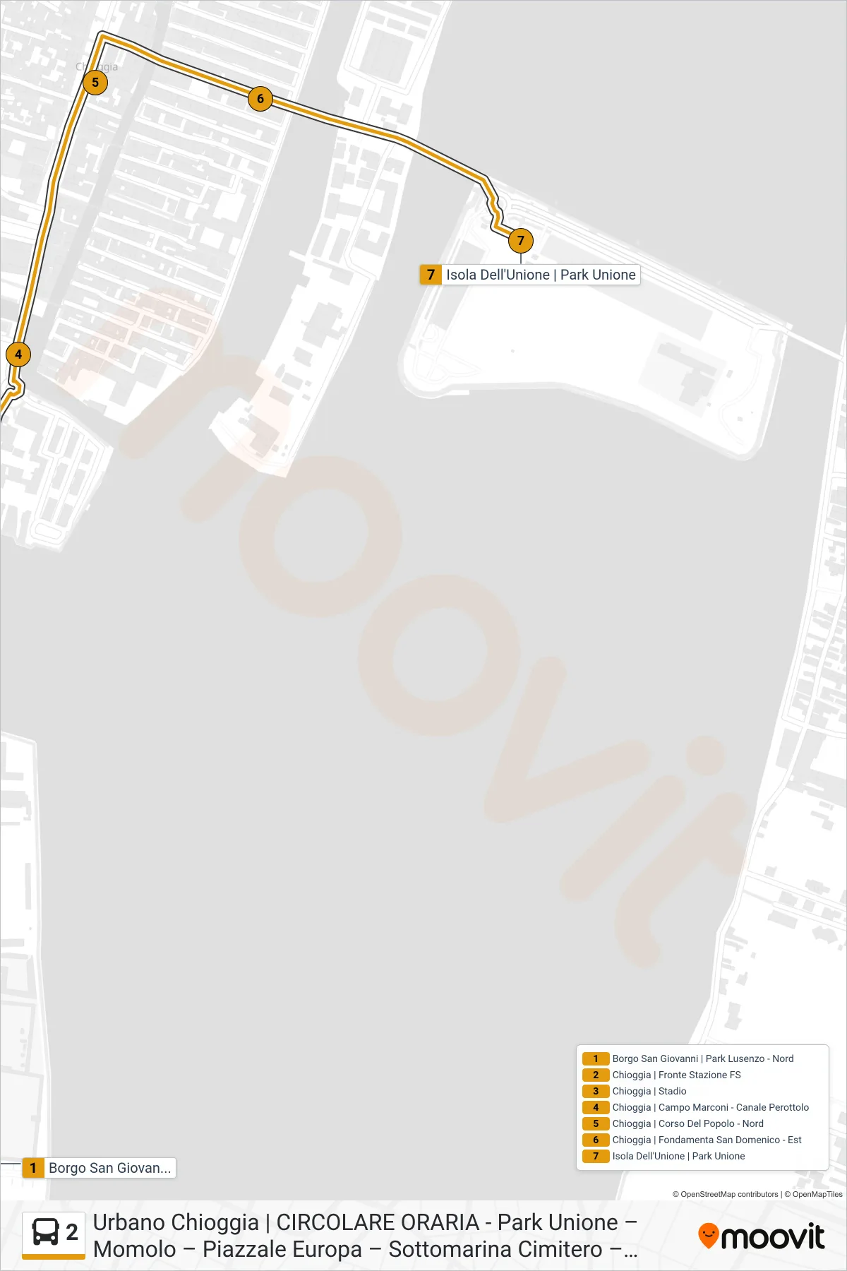 Linea 2  bus (Park Unione) - Percorsi e fermate sulla mappa