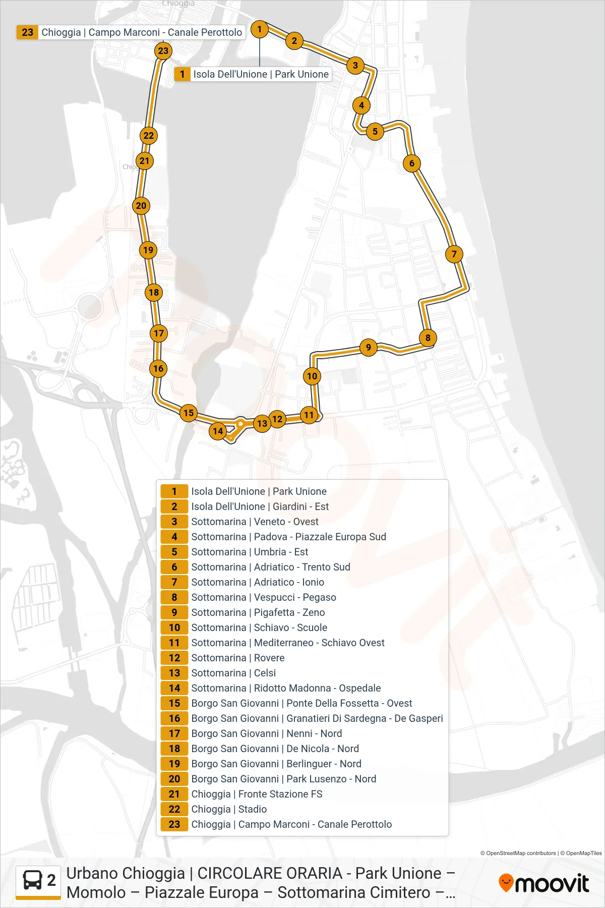Linea 2  bus (Campo Marconi) - Percorsi e fermate sulla mappa