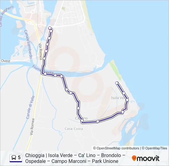 5 Bus Line Map