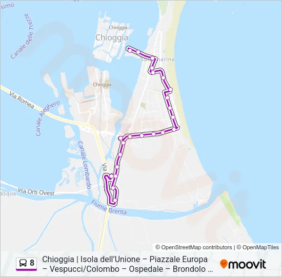 8 Bus Line Map