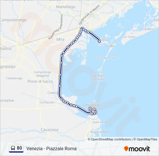 80 Bus Line Map