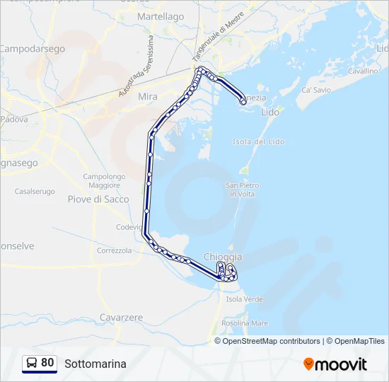 80 Bus Line Map