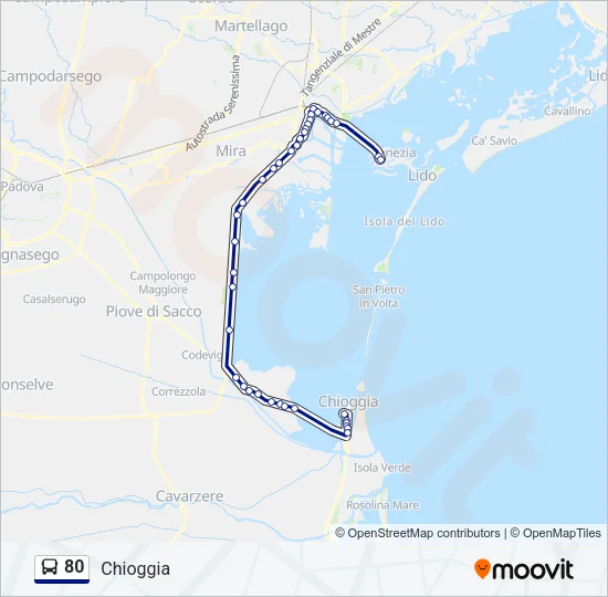 80 Bus Line Map
