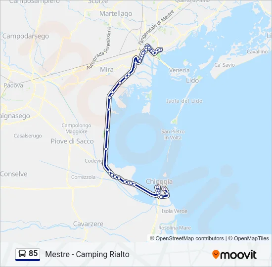 85 Bus Line Map