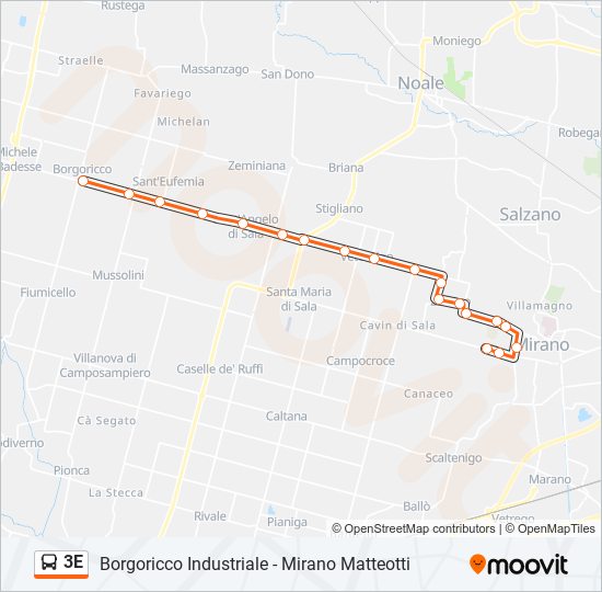 Percorso linea bus 3E