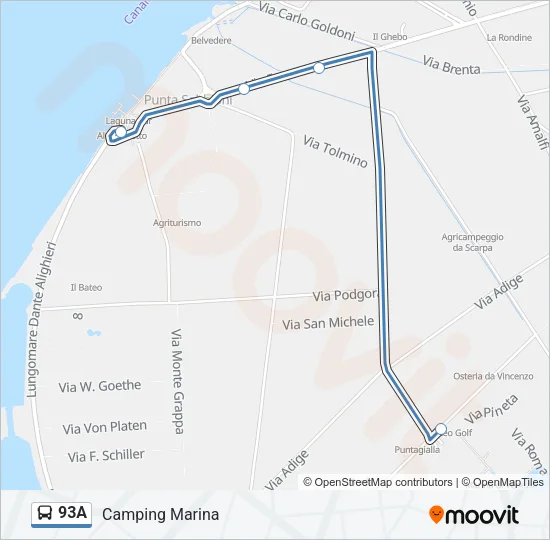 93A Bus Line Map