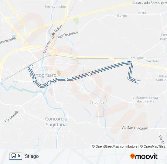 5 Bus Line Map