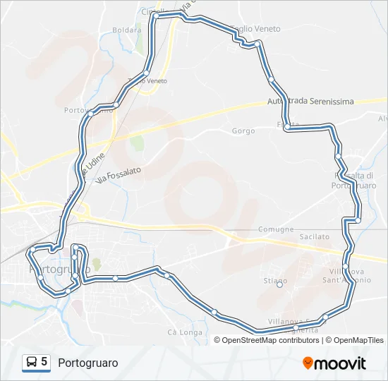 5 Bus Line Map